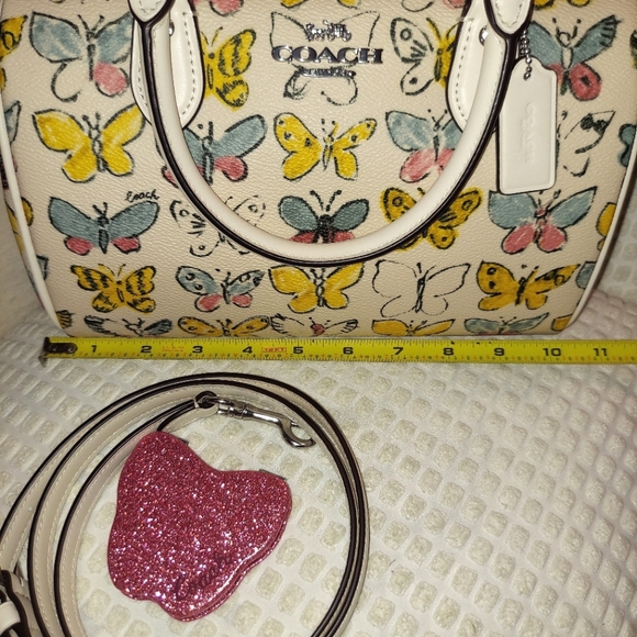 Coach NWT Rowan Satchel Crossbody w/ Butterfly Print & New Butterfly Mirror - Picture 12 of 15